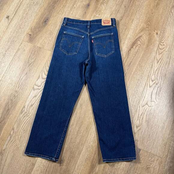 Levi’s Ribcage Straight Ankle Jeans Distressed Dark Wash W30 L27 High Rise - Picture 3 of 10